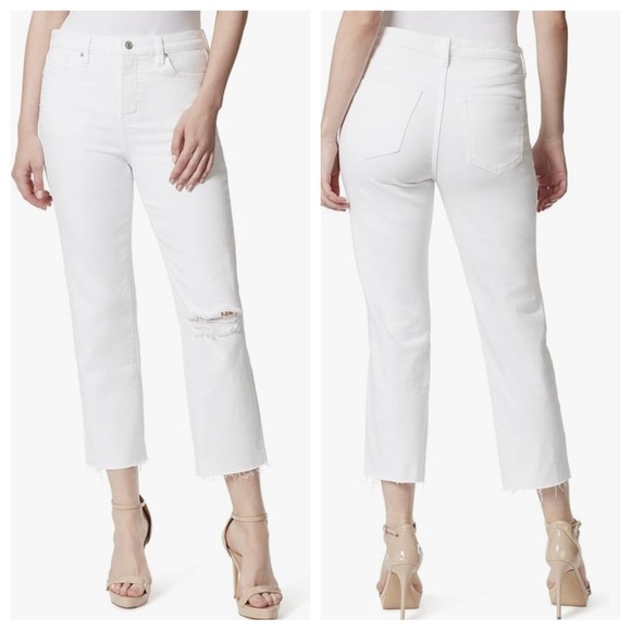 Jessica Simpson Denim - Jessica Simpson High Rise Straight Leg Ankle Cutoff Frayed Jeans  29 White Pants